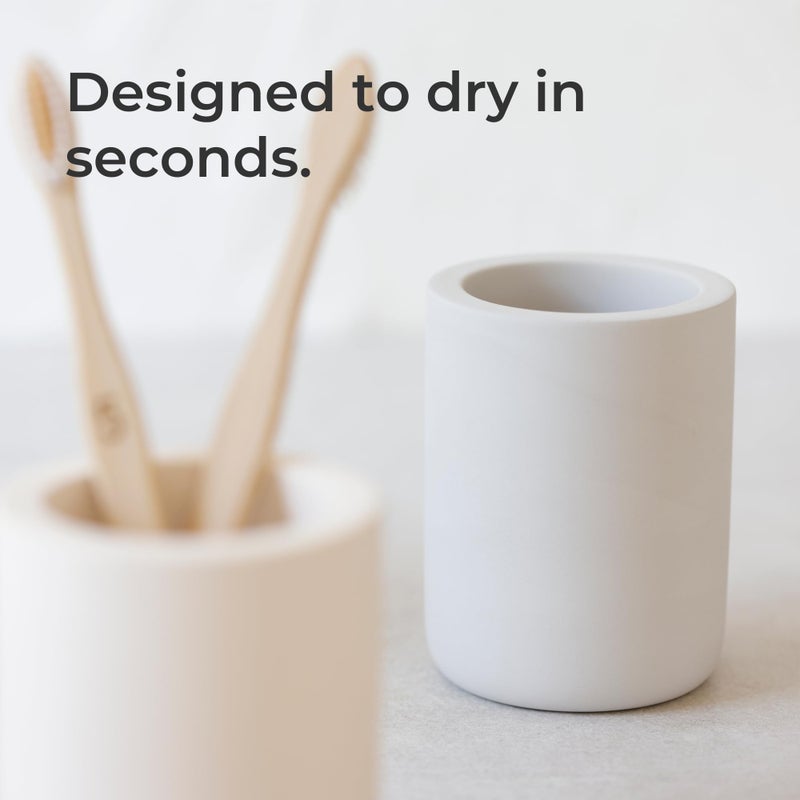 Selegna Drying Stone Toothbrush Holder  Diatomite Toothbrush Holders for Bathroom  Quick Drying Electric Toothbrush & Toothpaste Holder Cup  Diatomaceous Earth Bathroom Sink Organizer (Light Grey) - Image 2